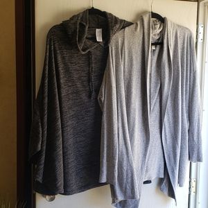 Bundle of 2! Dark gray cape with arm holes, and light gray,oversized, soft Cardi